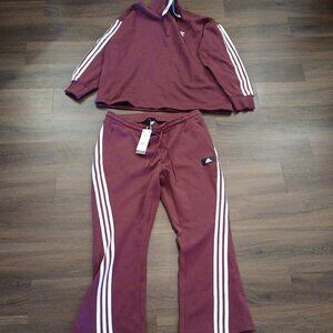 TRACKSUIT SET ADIDAS ORIGINALS VICTORY CRIMSON SWEATSHIRT FLARE PANTS NWT L XL